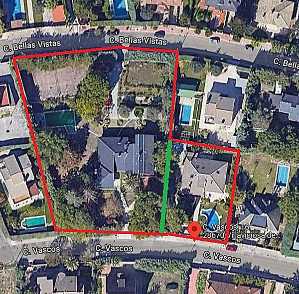 vista aérea de un seto medianero